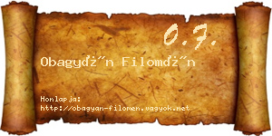 Obagyán Filomén névjegykártya